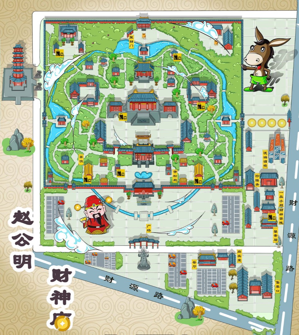 东台寺庙类手绘地图